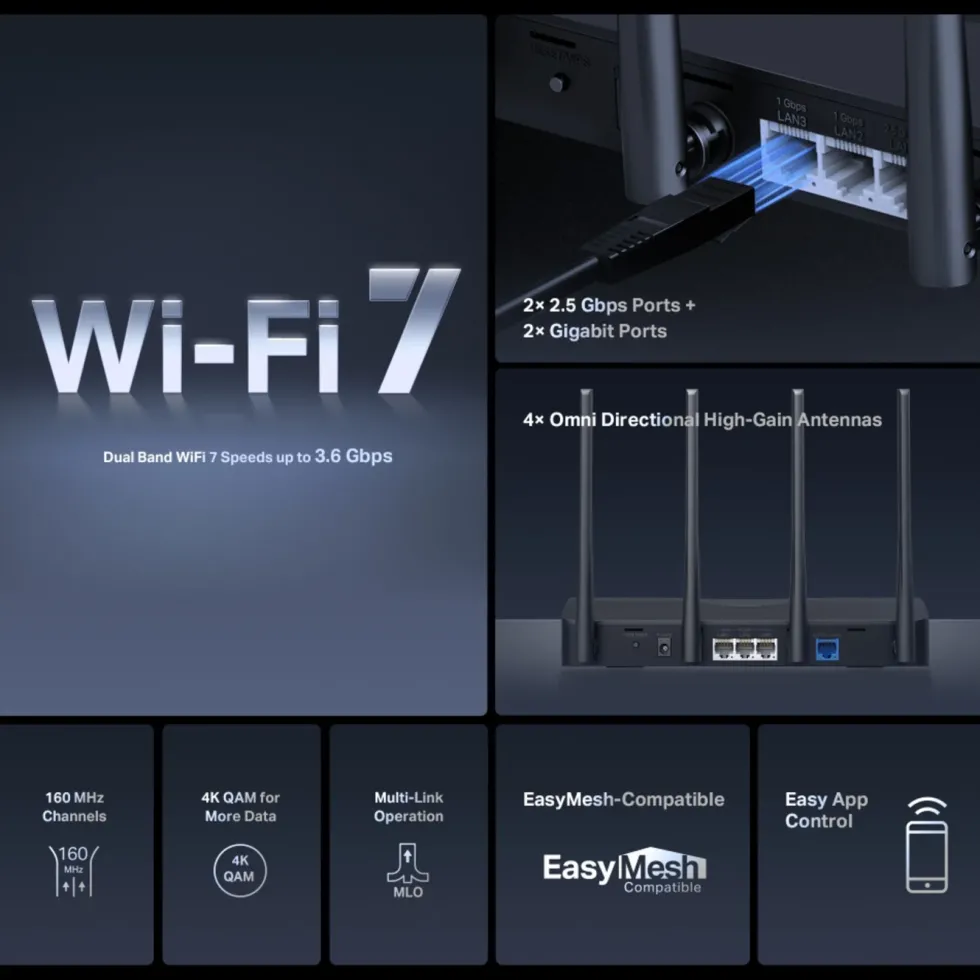 Mercusys MR27BE Dual-Band Wifi 7-router