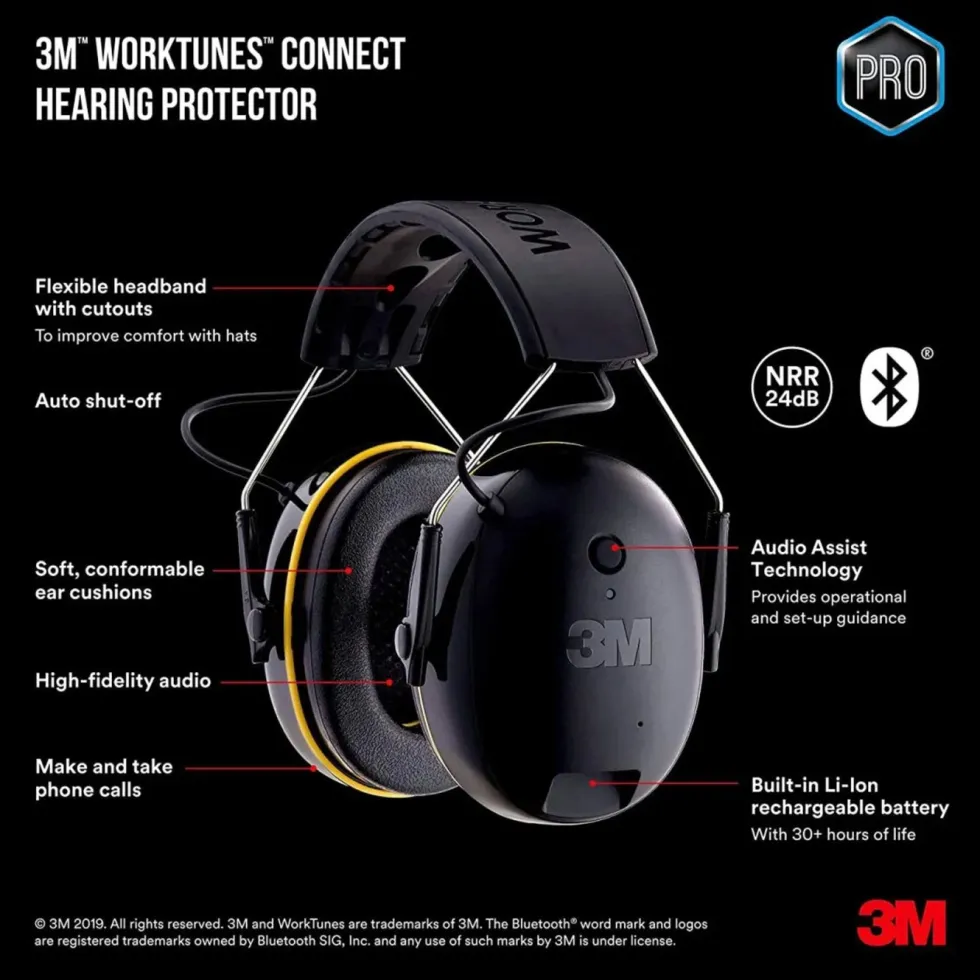 3M WorkTunes Connect & Solar hörselkåpor Bluetooth Svart