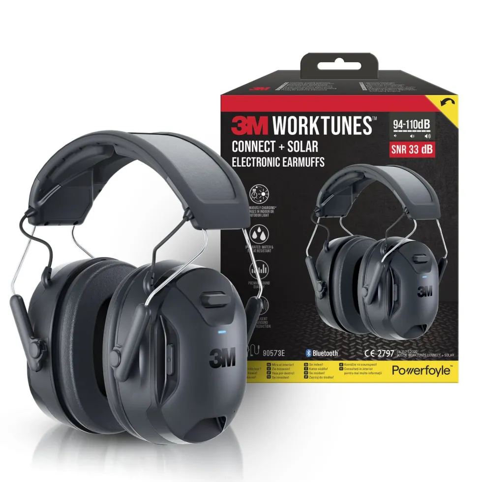 3M WorkTunes Connect & Solar hörselkåpor Bluetooth Svart