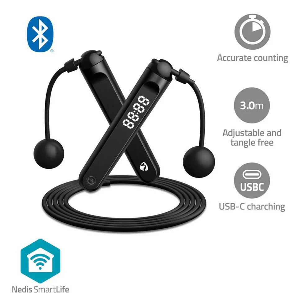 Nedis 2-i-1 Fitness Smart Hopprep med Bluetooth