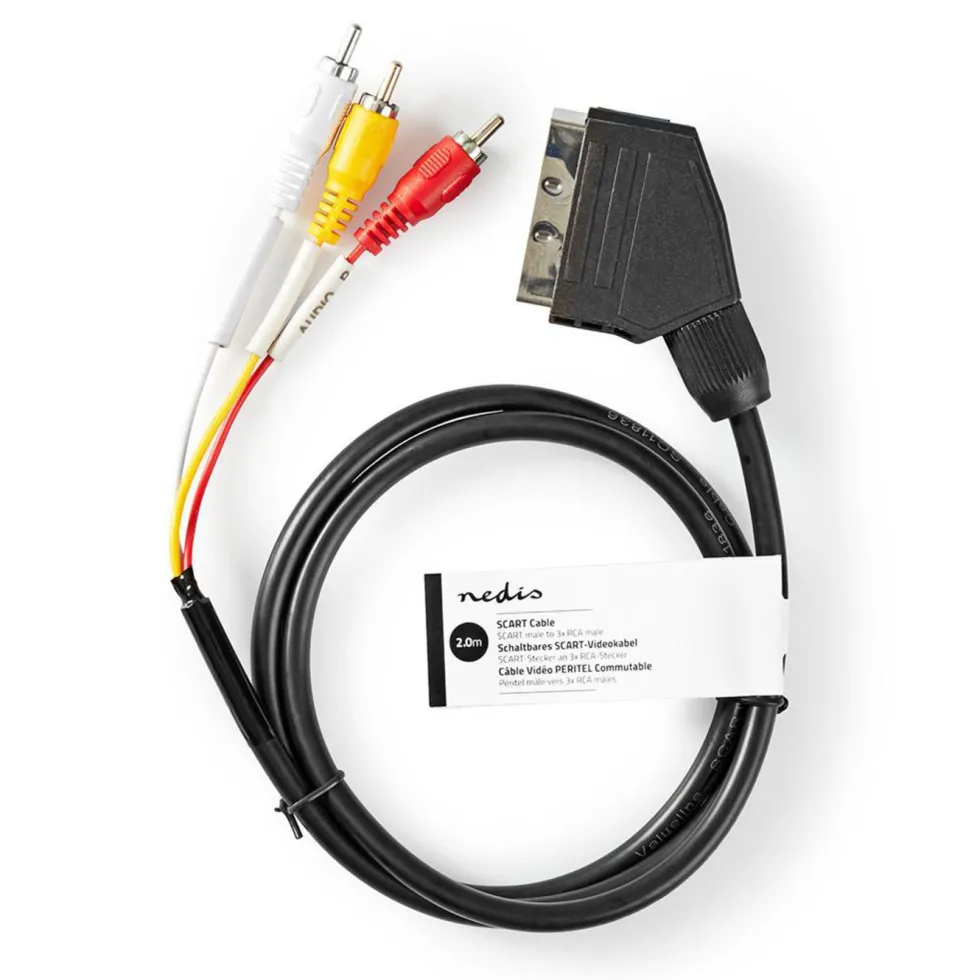 Nedis SCART-kabel – 3xRCA med switch