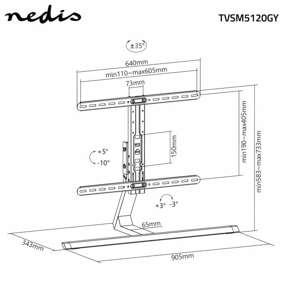 Nedis Tilt- och roterbart bordsstativ för tv 37-75"