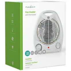 Nedis Värmefläkt 1000/2000 W med vältskydd Vit