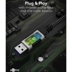 Nätverkskabel med USB-anslutning USB-A 2 m