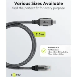 Nätverkskabel med USB-anslutning USB-C 2 m