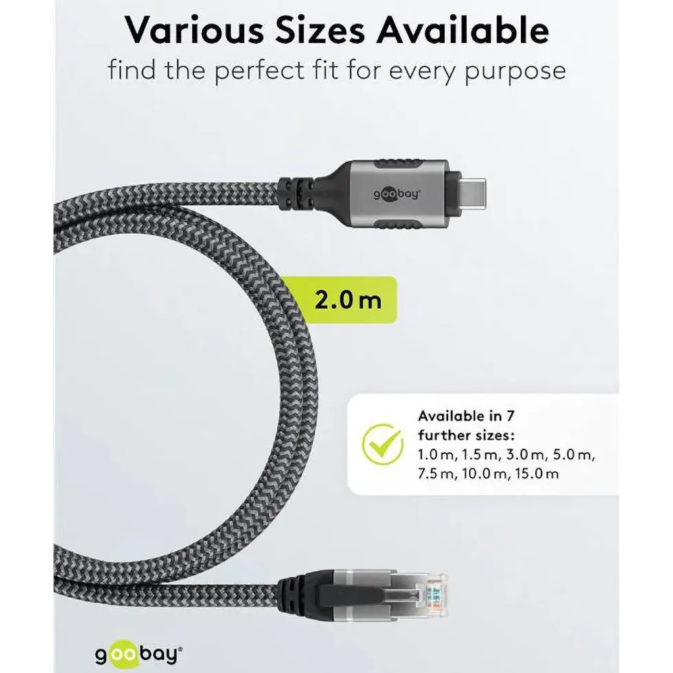 Nätverkskabel med USB-anslutning USB-C 2 m