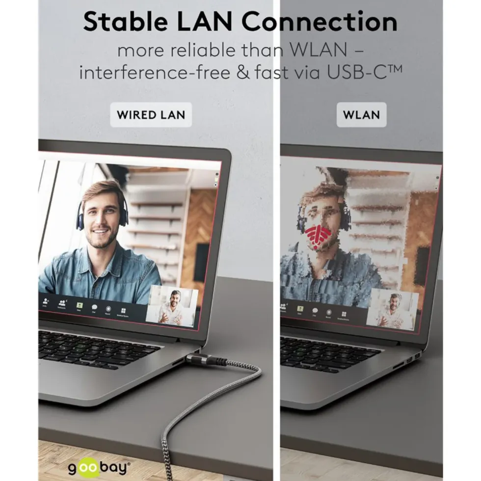 Nätverkskabel med USB-anslutning USB-C 2 m