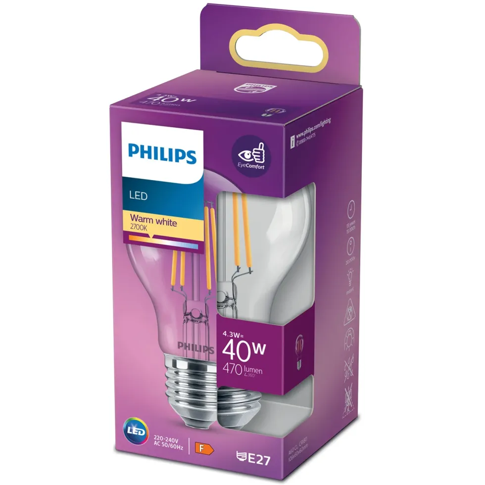 Philips Globlampa LED E27 470 lm