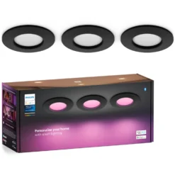 Philips Hue Slim infälld belysning Ø90 mm 3-pack Svart