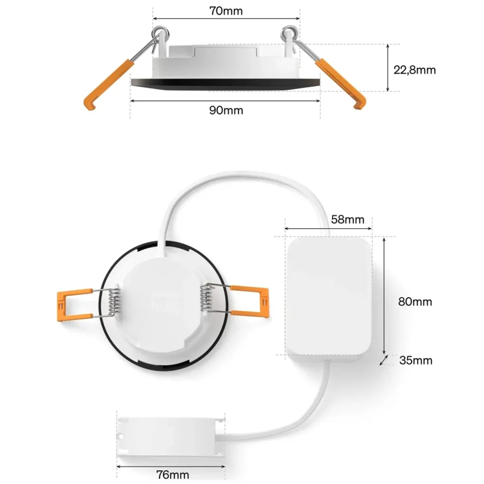 Philips Hue Slim infälld spotlight 90 mm 1-pack Svart