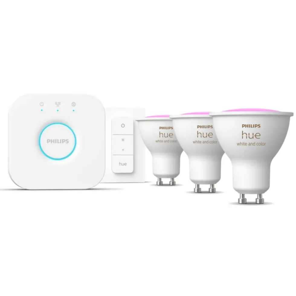 Philips Hue Startpaket: 3x White & Color GU10 + Dimmer + Bridge