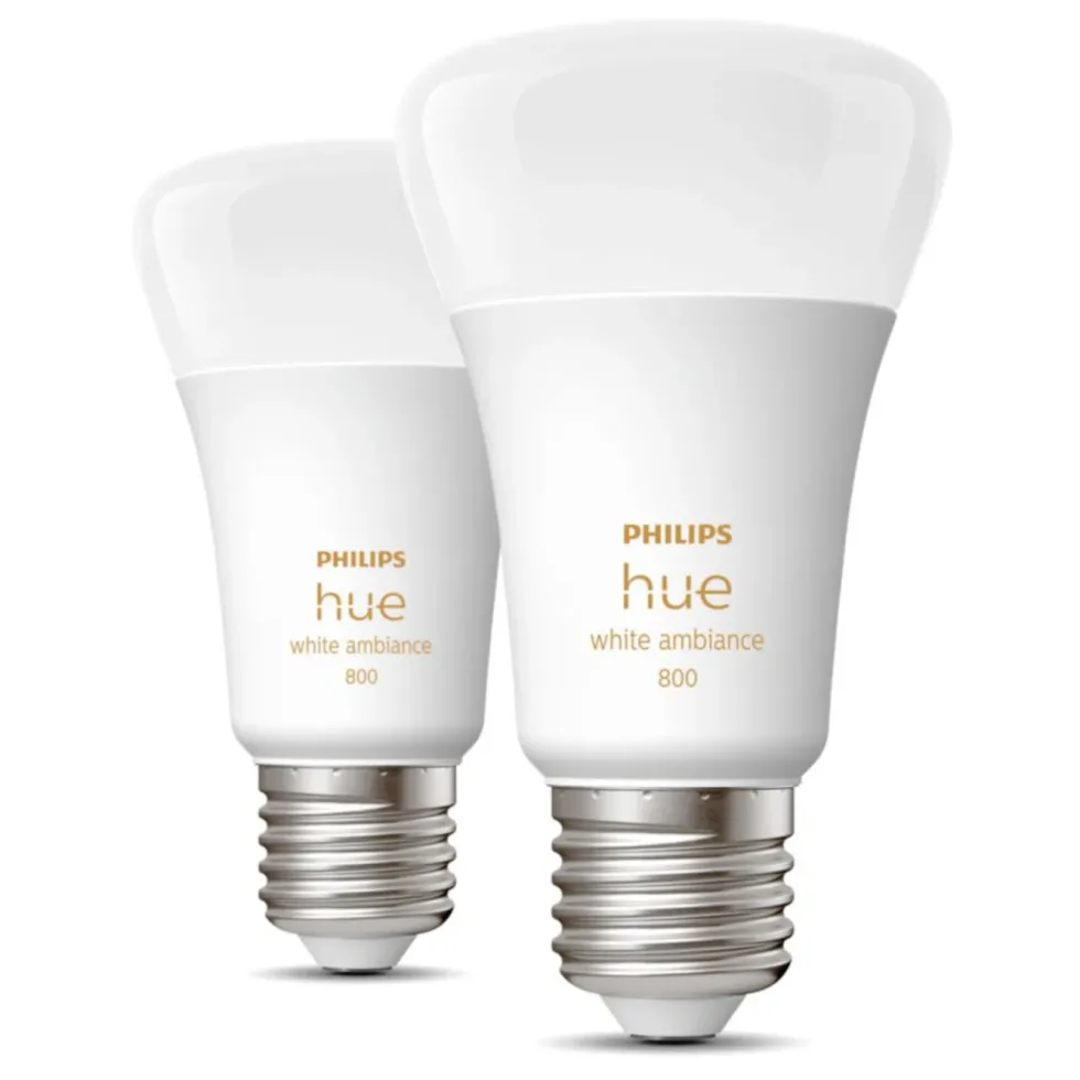 Philips Hue White Ambiance E27 Smart LED-lampa 800 lm 2-pack