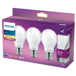 Philips LED-lampa E27 806 lm 3-pack