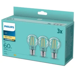Philips LED-lampa E27 806 lm 3-pack