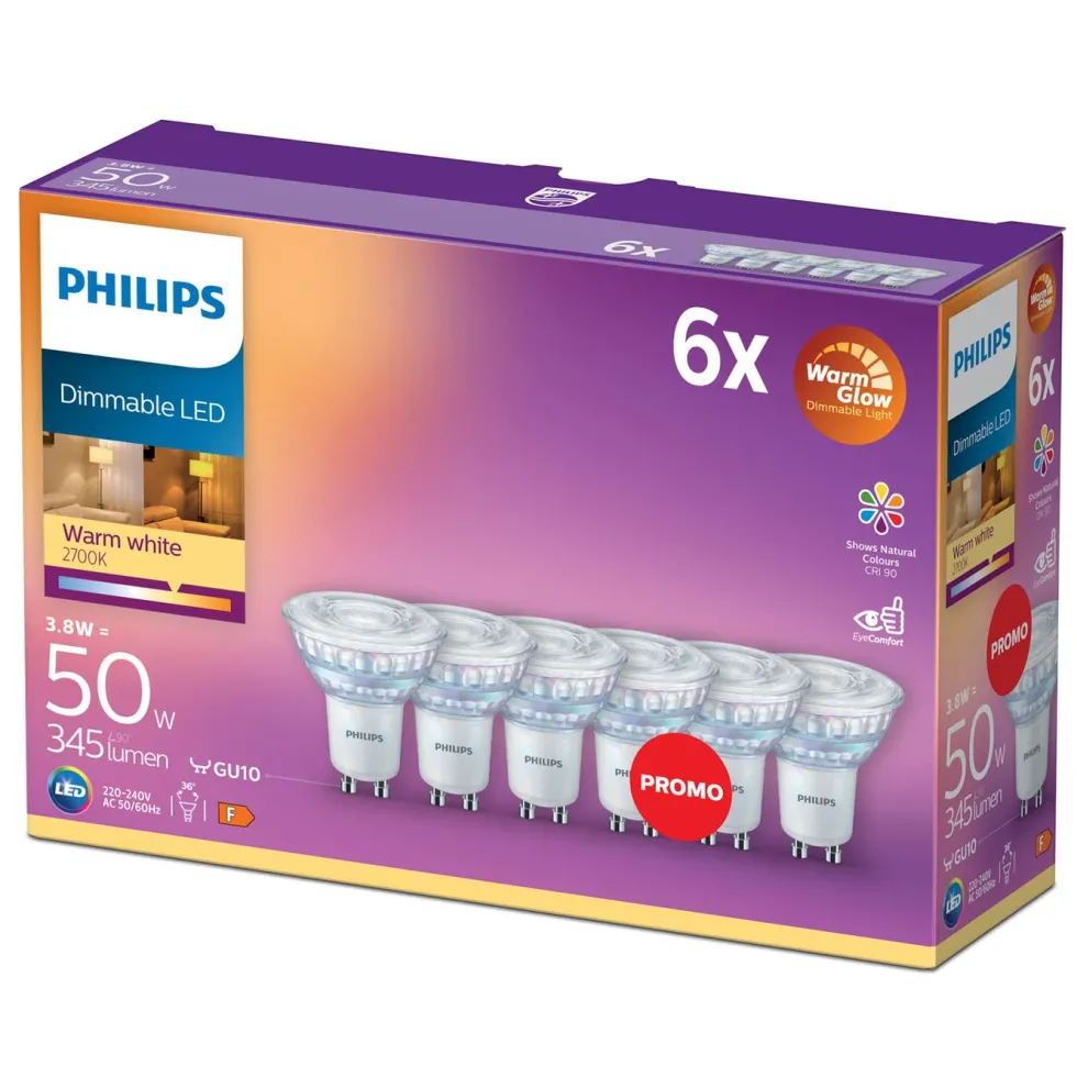 Philips LED-lampa GU10 345 lm 6-pack