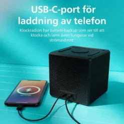 Philips R4600 DAB+-klockradio med USB-C-laddning