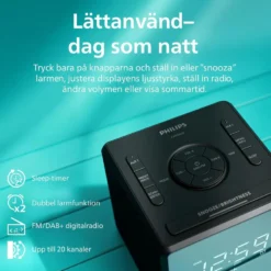 Philips R4600 DAB+-klockradio med USB-C-laddning