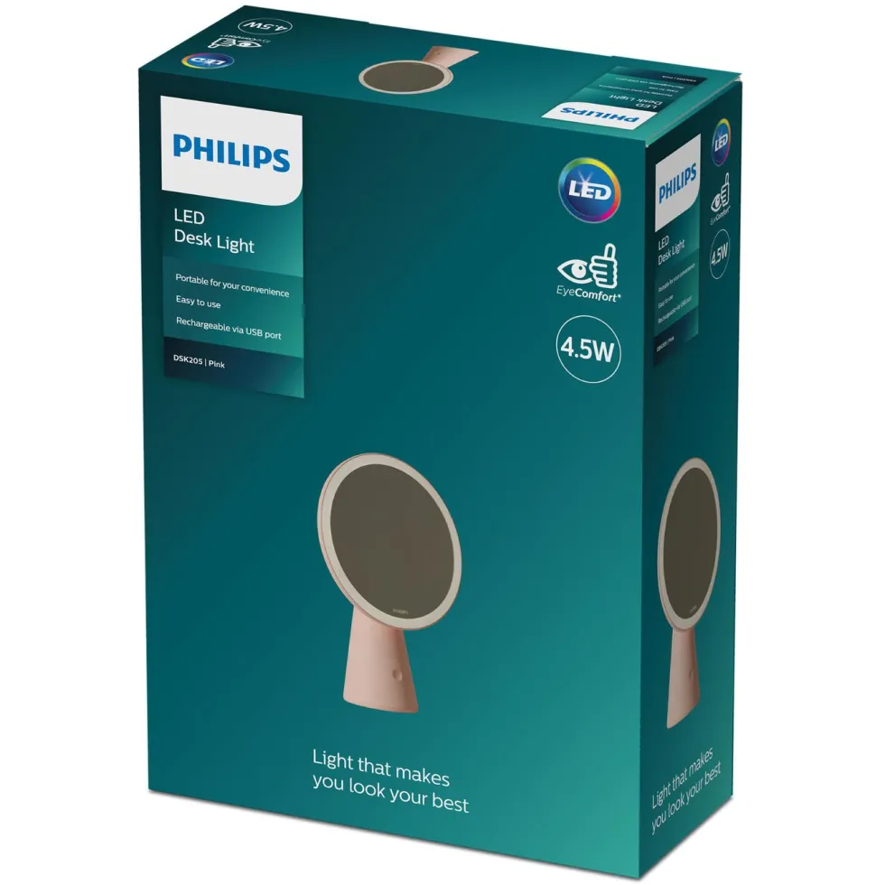 Philips Sminkspegel med LED-belysning Rosa