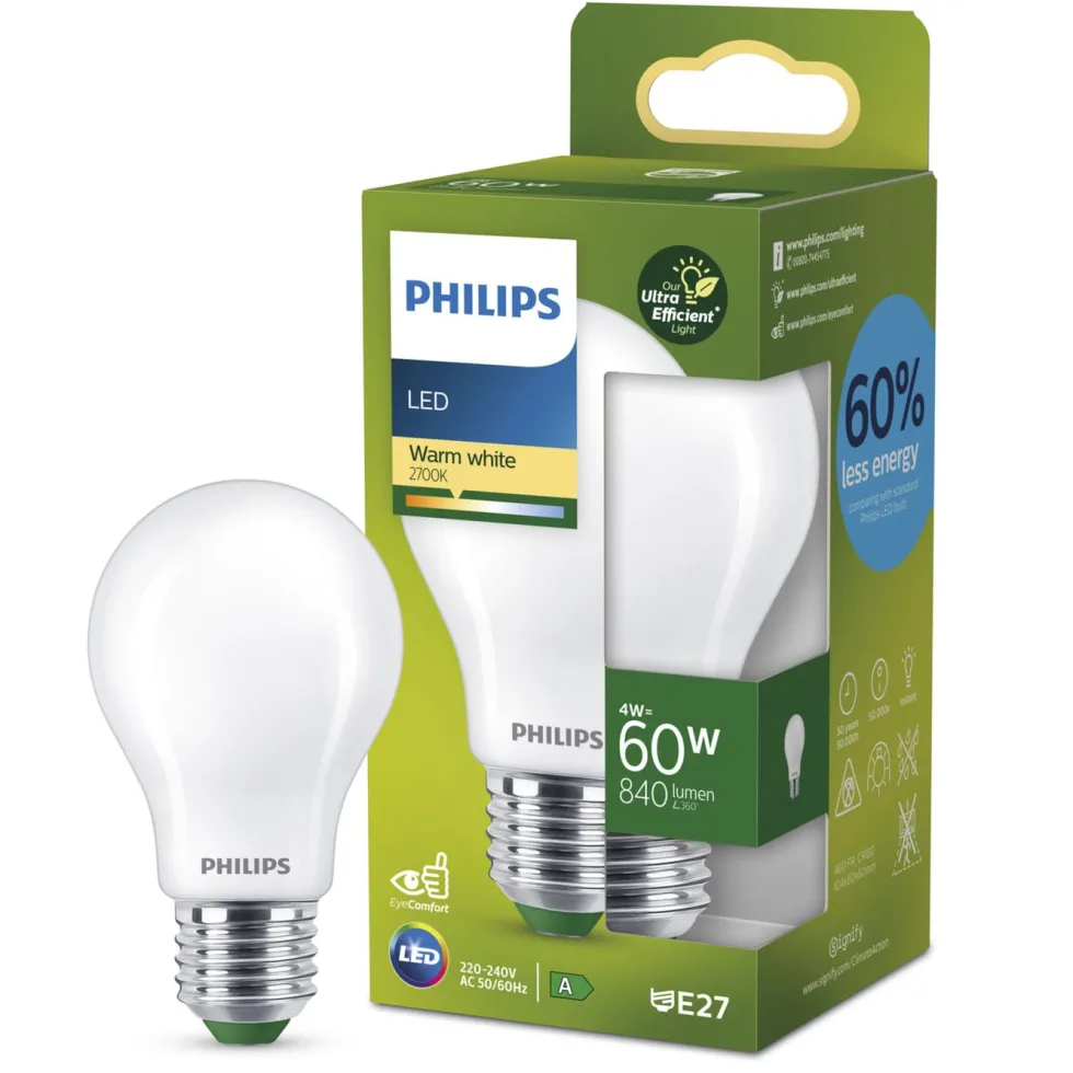 Philips Ultra Efficient E27 LED-lampa 840 lm