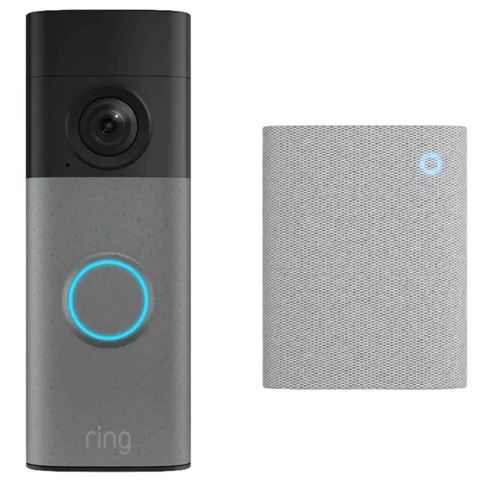 Ring Battery Video Doorbell + Chime Retinal 2K Speckled Grey
