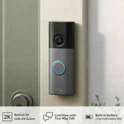 Ring Battery Video Doorbell + Chime Retinal 2K Speckled Grey