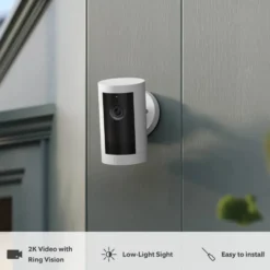 Ring Outdoor Cam Plus Battery - Retinal 2K övervakningskamera Vit