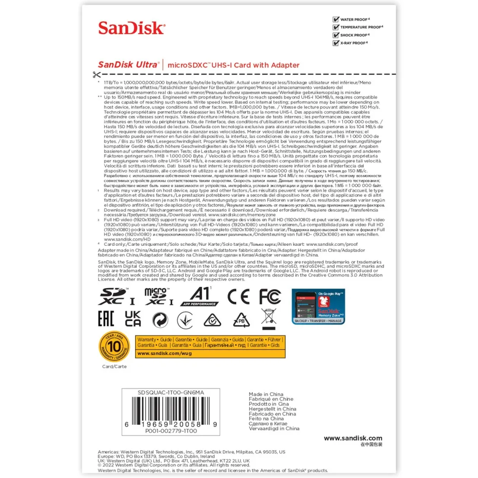 Sandisk Ultra Micro-SD-kort 1 TB SDXC