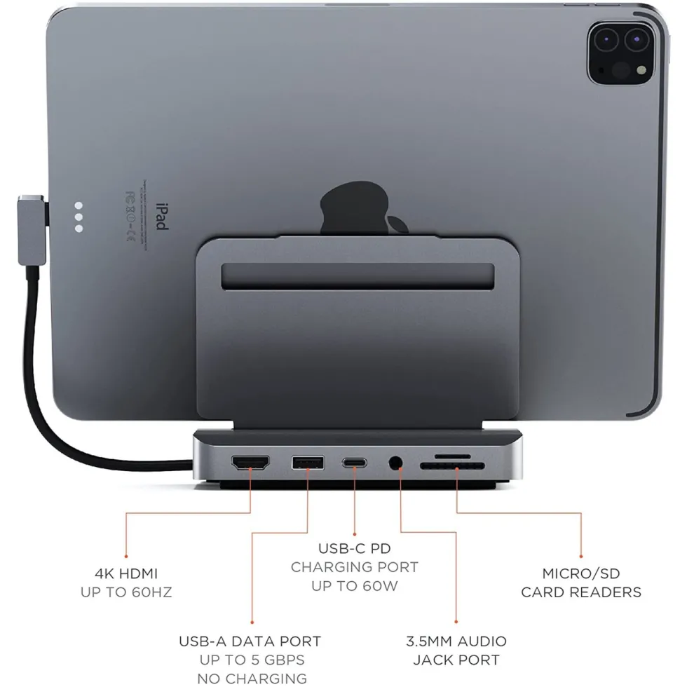 Satechi Aluminum Stand Hub för iPad Pro (2018 och senare)