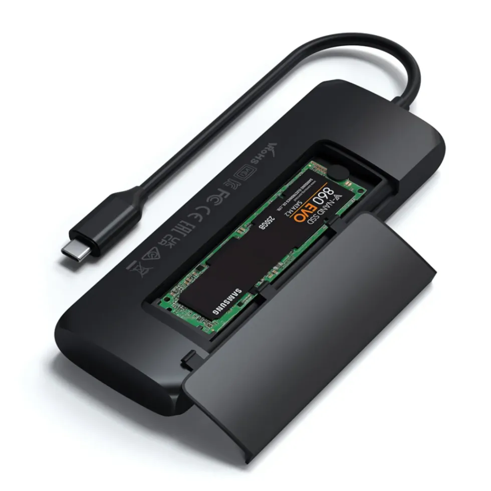 Satechi USB-C Multiadapter med SSD-plats Svart