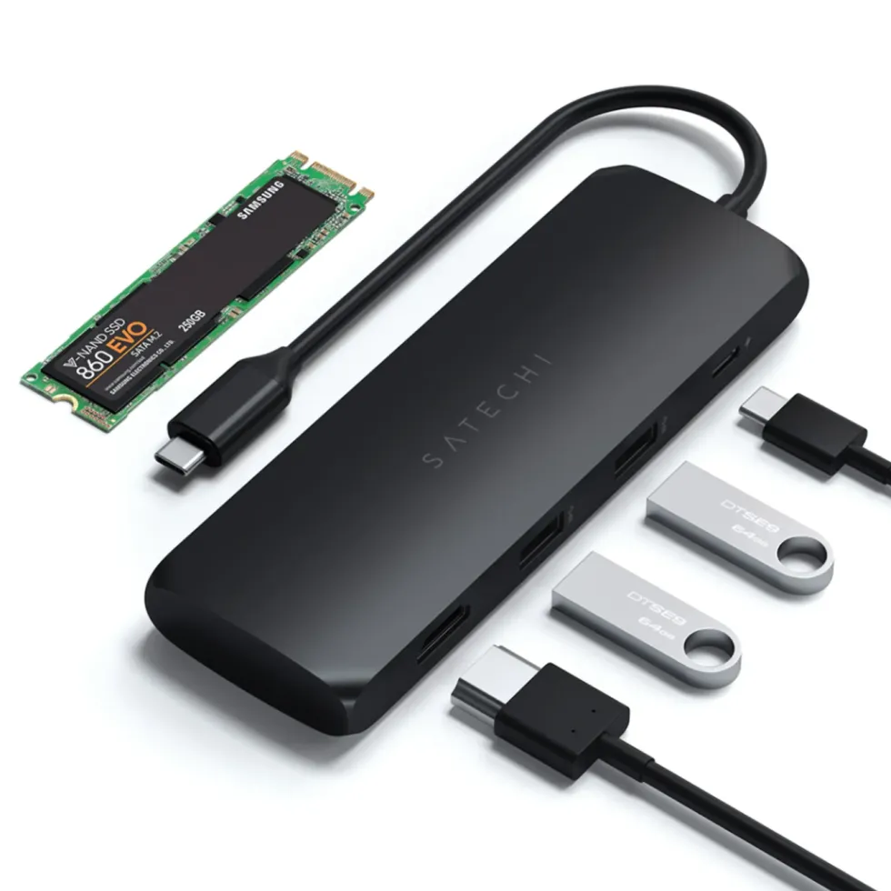 Satechi USB-C Multiadapter med SSD-plats Svart