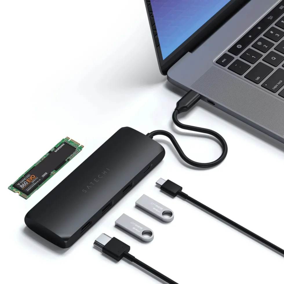 Satechi USB-C Multiadapter med SSD-plats Svart