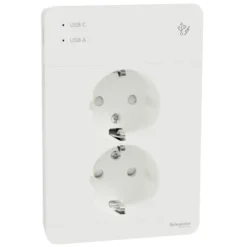 Schneider Electric Exxact Jordat vägguttag med USB-portar Vit