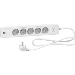 Schneider Electric Grenuttag med brytare och USB-uttag 5-vägs Vit