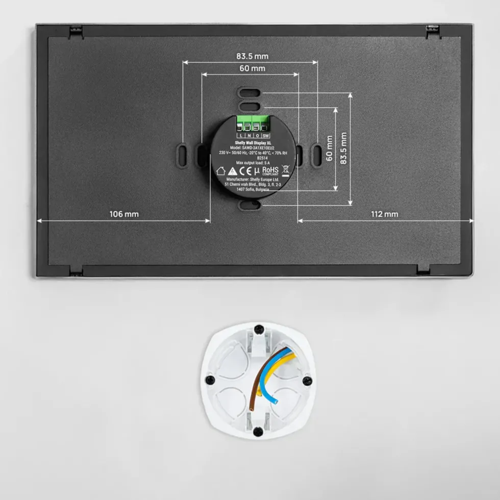 Shelly Wall Display XL smart kontrollpanel Svart