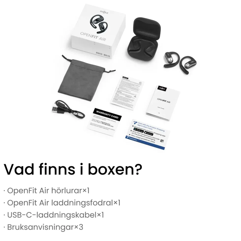 Shokz OpenFit Air Trådlösa hörlurar Svart