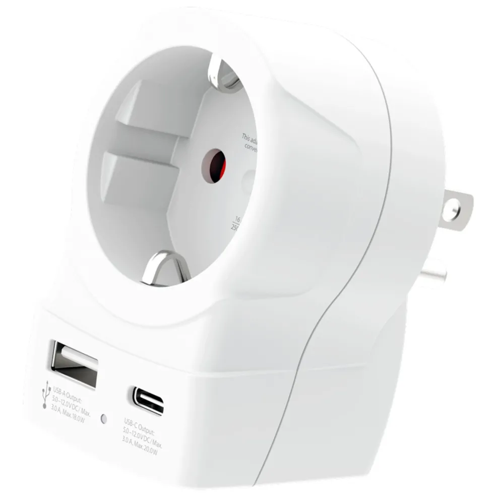 Skross Reseadapter Europa till USA USB AC PD 20W