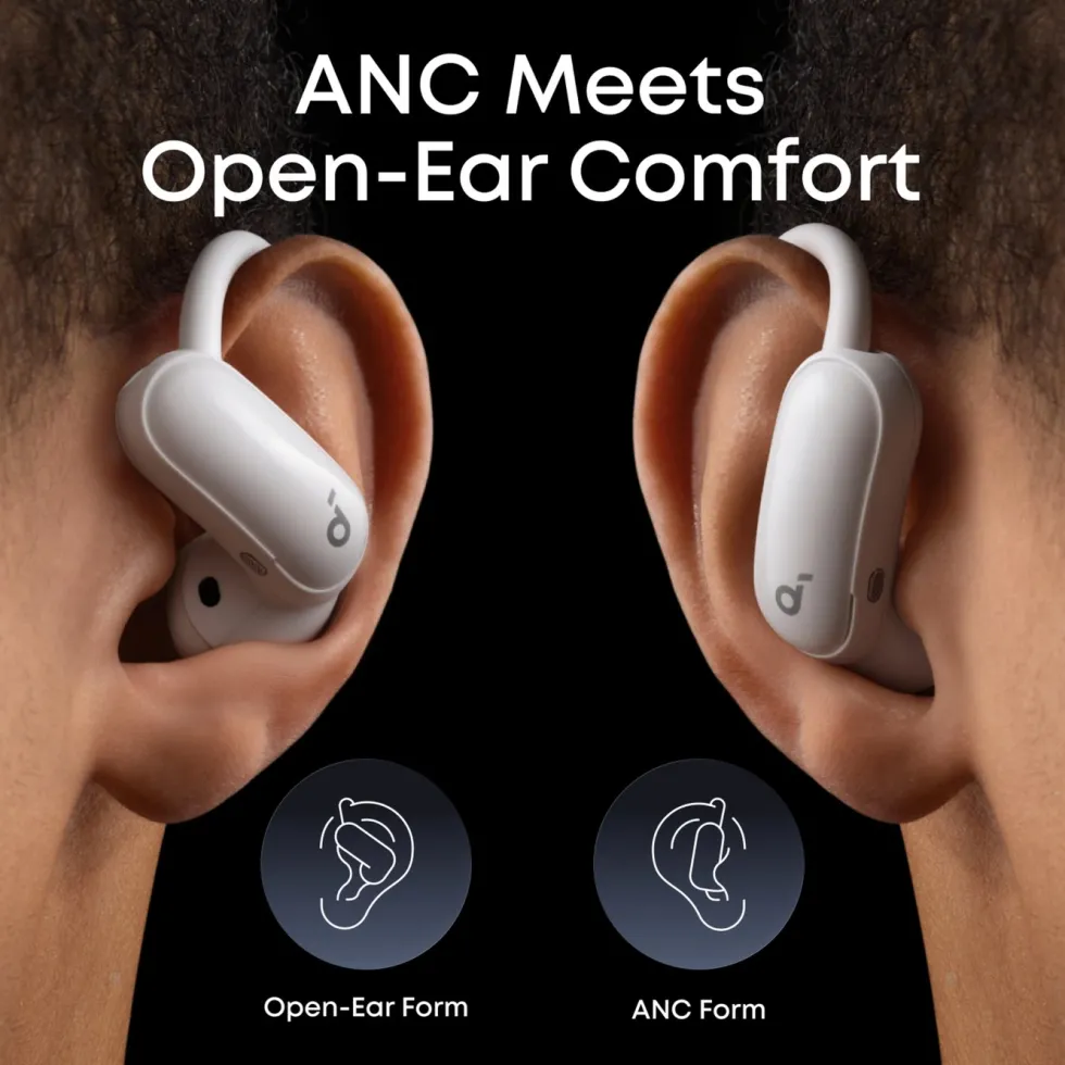 Soundcore AeroFit 2 Pro open ear-hörlurar med brusreducering Vit