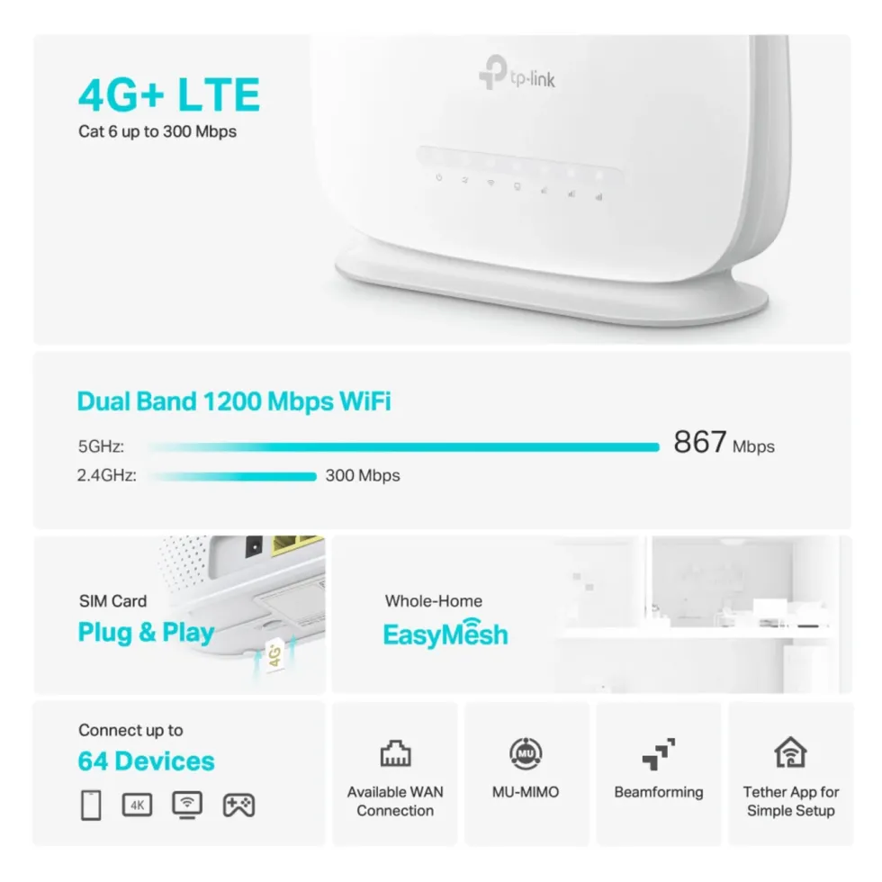 TP-Link Archer MR515 4G+-router AC1200