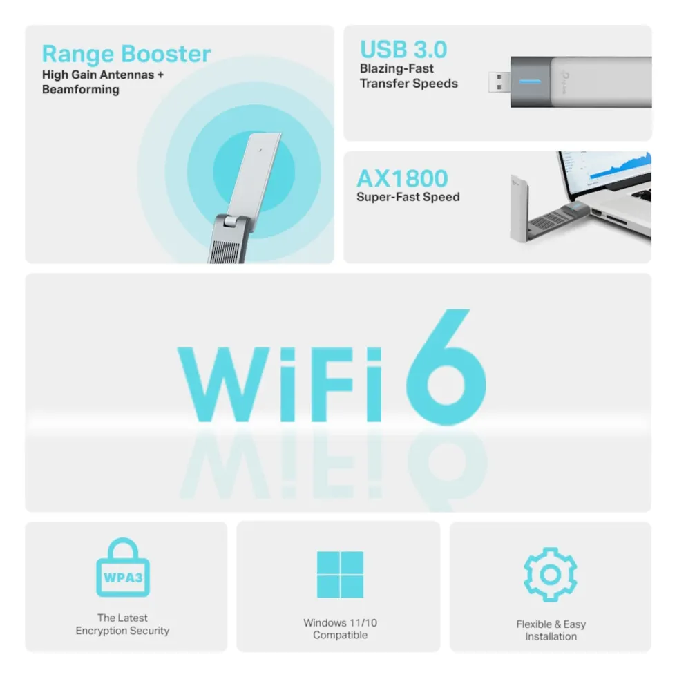 TP-Link Archer TX20UH Trådlöst USB-nätverkskort AX1800