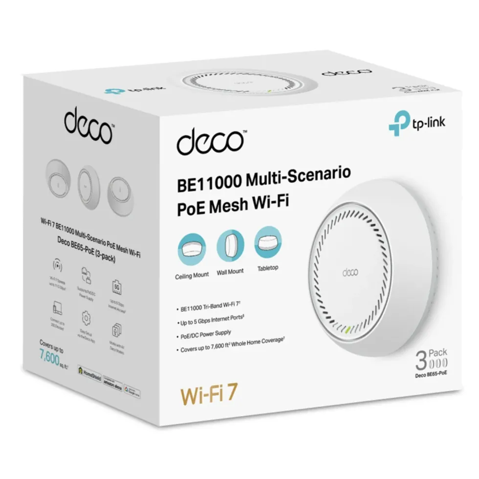 TP-Link Deco BE65-PoE Wifi 7-meshsystem 3-pack