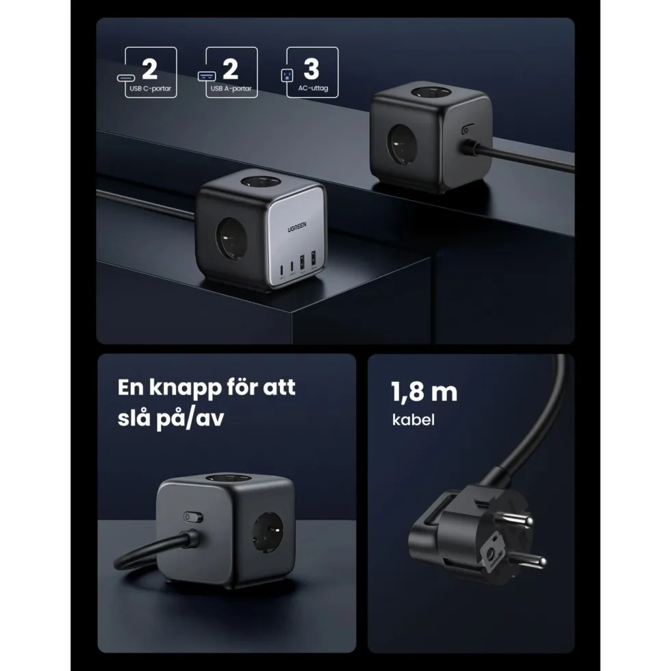 Ugreen DigiNest Cube Multiladdare 65 W