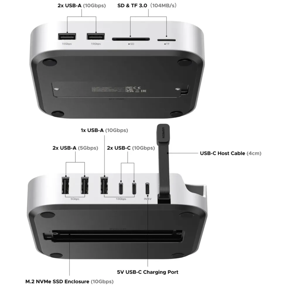 Ugreen Mac mini 11-i-1-dockningsstation med SSD-plats