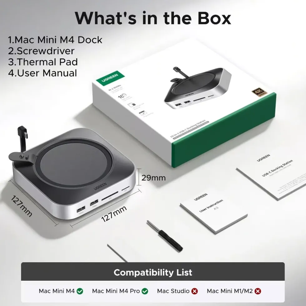 Ugreen Mac mini 11-i-1-dockningsstation med SSD-plats