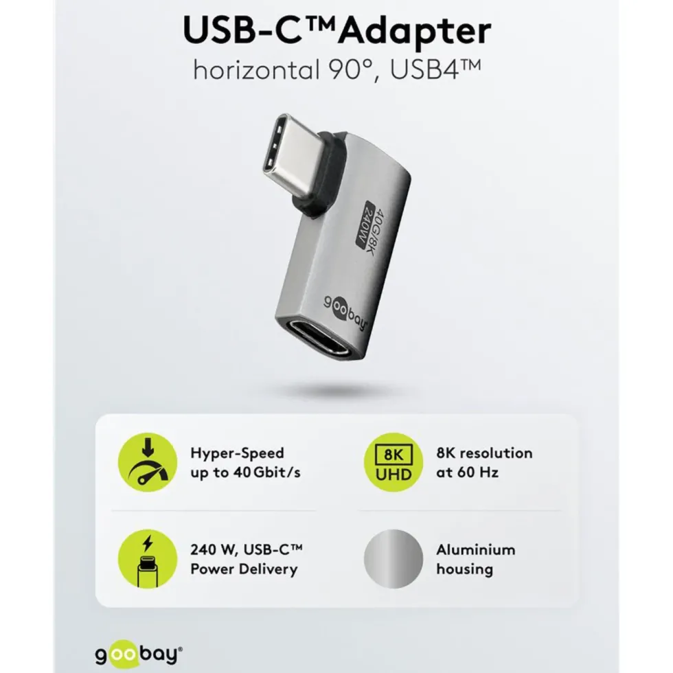 USB-C-adapter med 90° horisontell vinkel – USB4