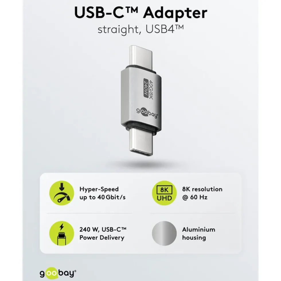 USB-C-adapter rak, USB4, 40 Gbit/s, 240 W
