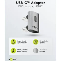 USB-C-adapter 180° U-form med USB4