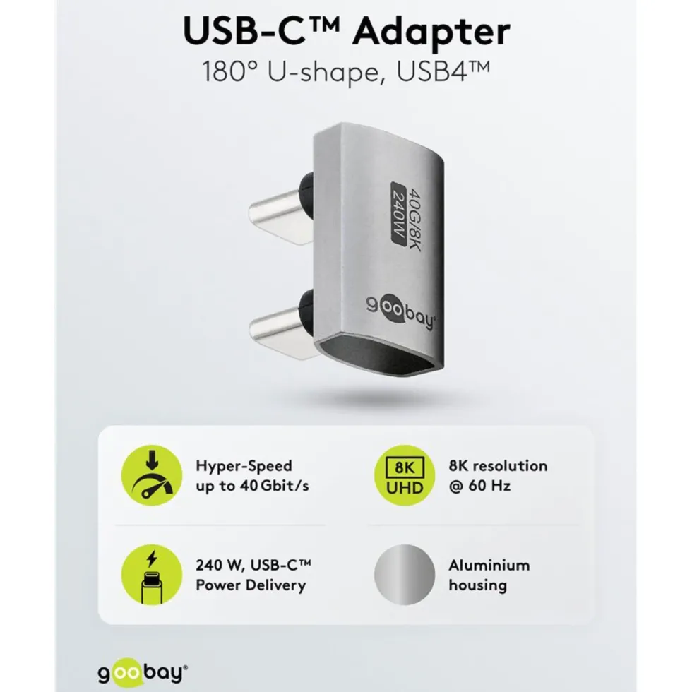 USB-C-adapter 180° U-form med USB4