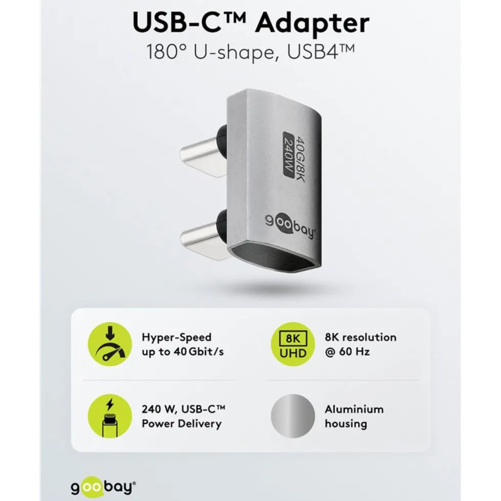 USB-C-adapter 180° U-form med USB4