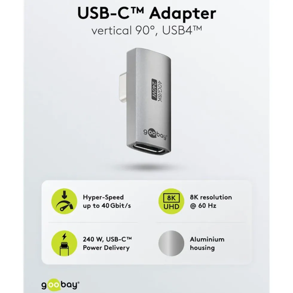 USB-C-vinkeladapter 90° med USB4-stöd