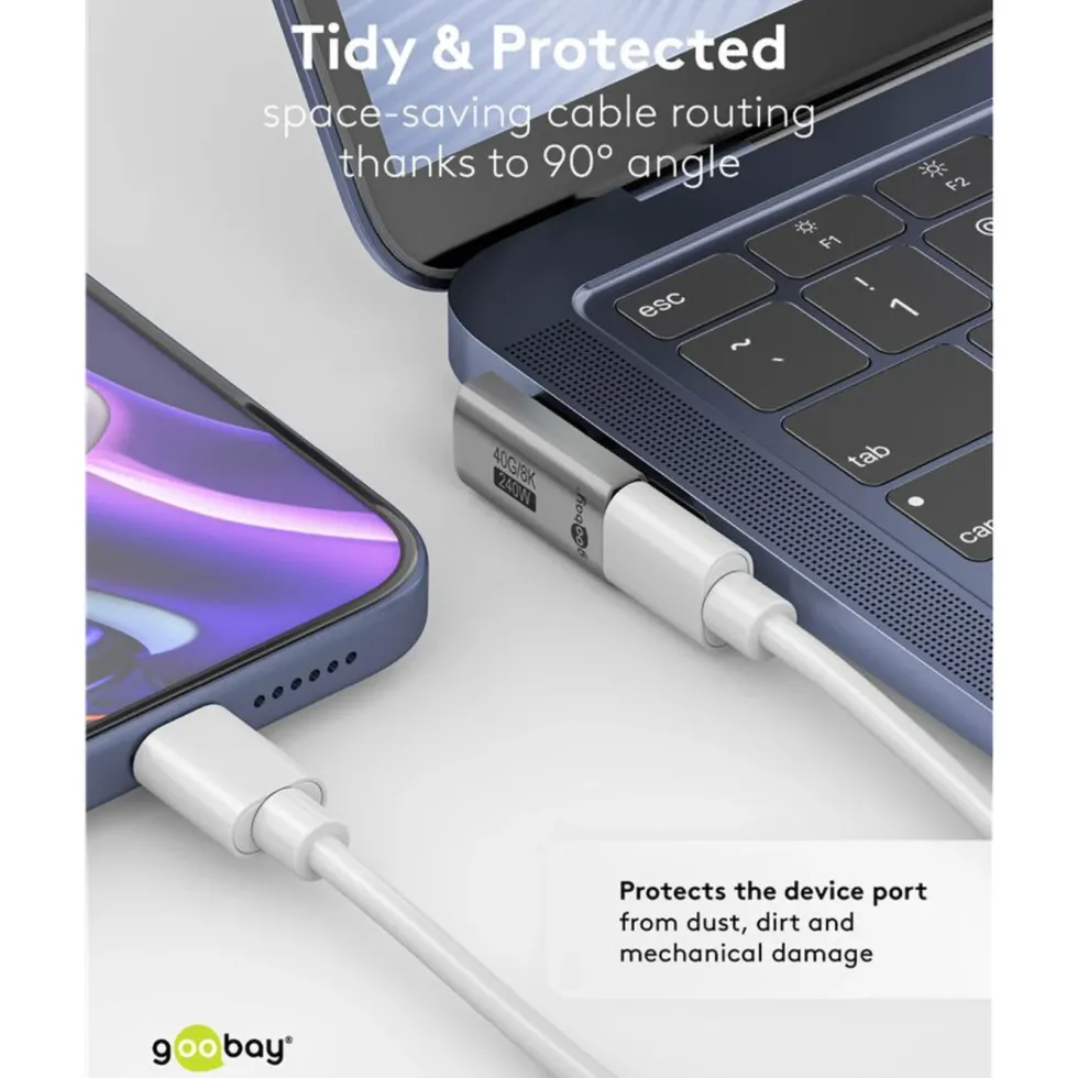 USB-C-vinkeladapter 90° med USB4-stöd